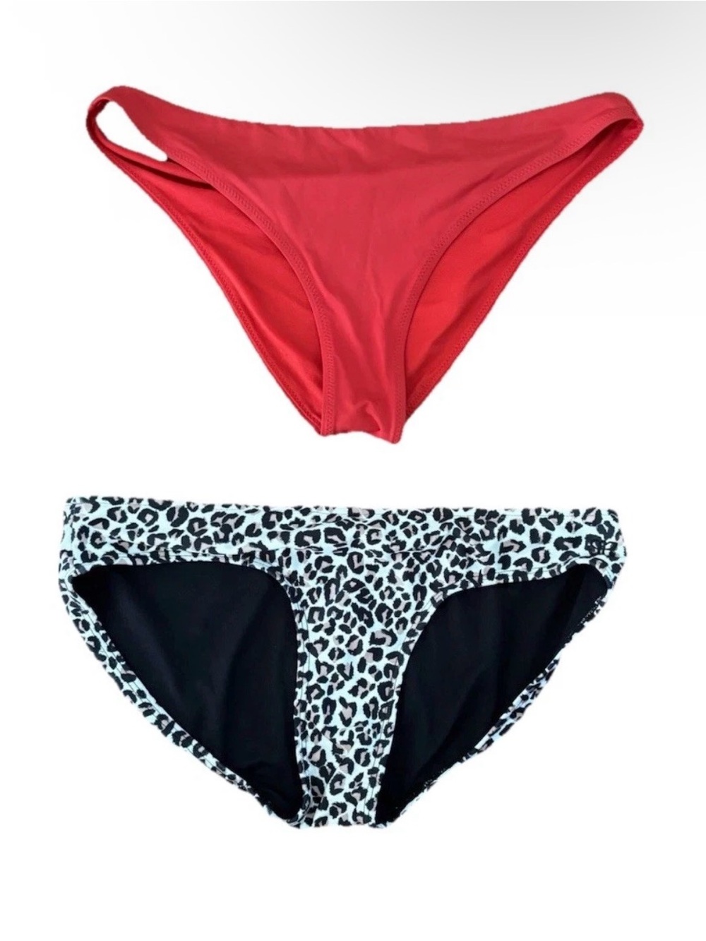 Albion Leopard Print Bikini Bottoms and Athleta Red Bikin bottoms Size Small